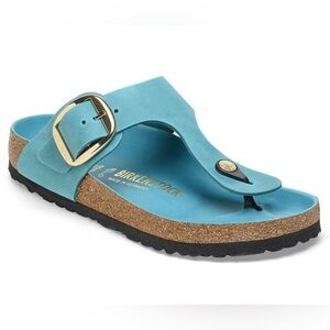 Birkenstock Big Buckle Gizeh Leather In Biscane Bay Size 37 Regular/Wide